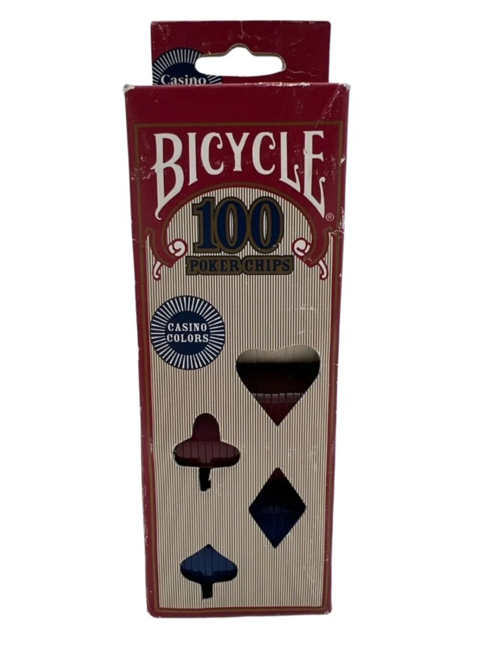Vintage Bicycle 100 Poker Chips Set - Red White and Blue